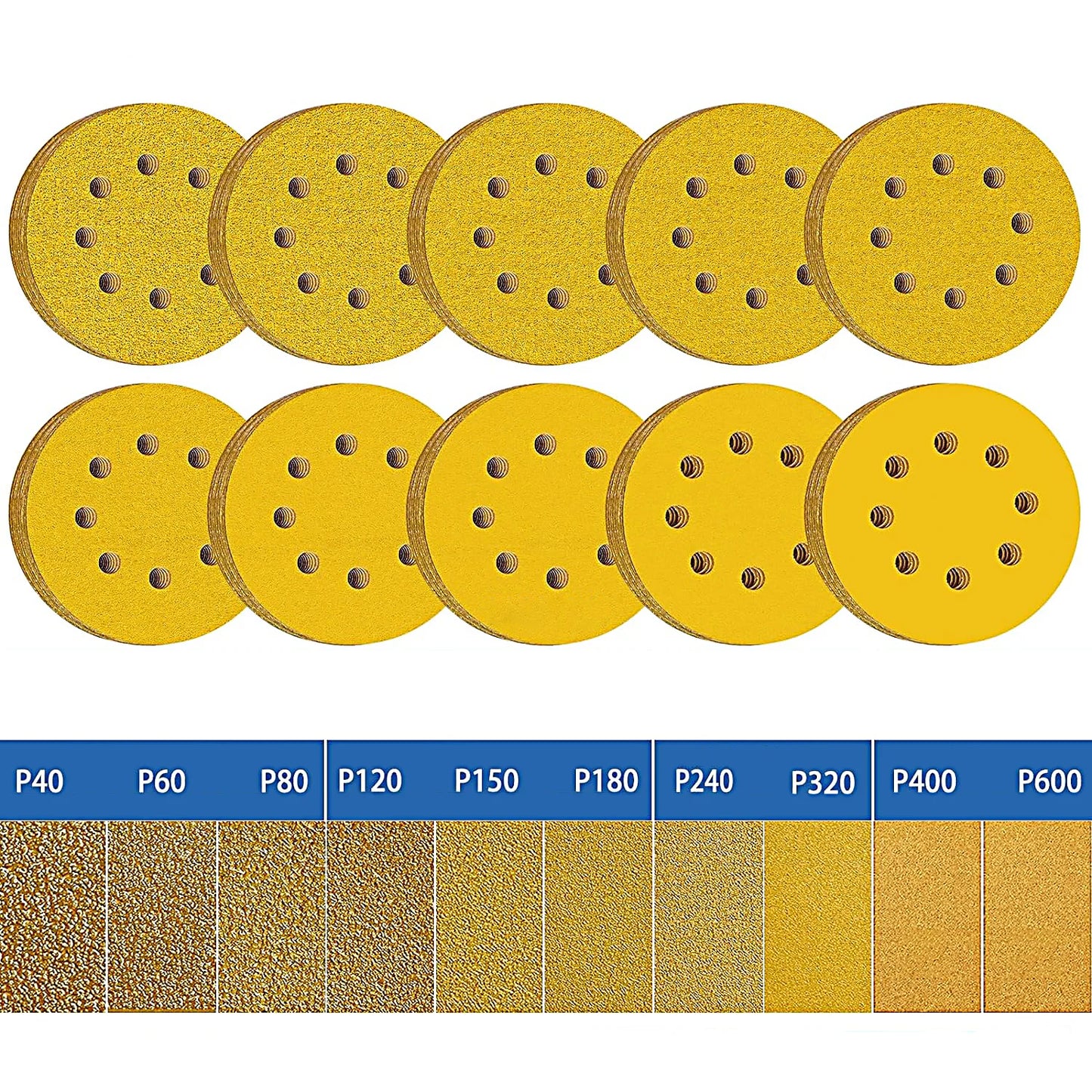 Discos de Lija Premium 5" para Madera y Acabado Profesional